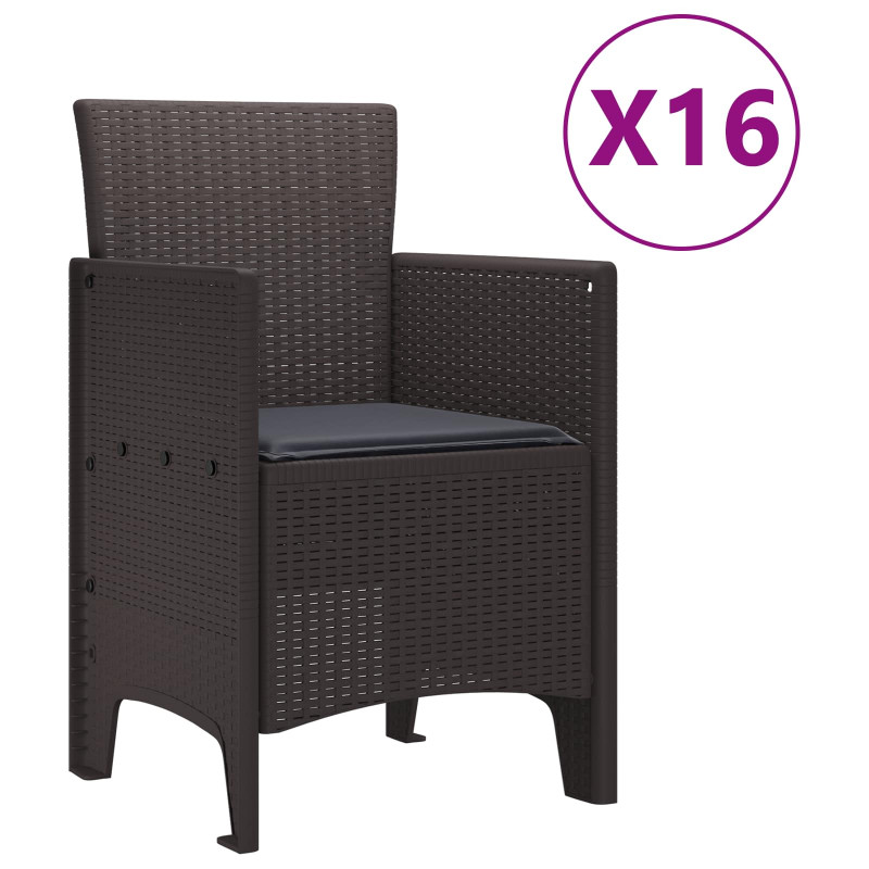 Zestaw do jadalni ogrodowej z poduszkami 17 pcs Brązowy PP