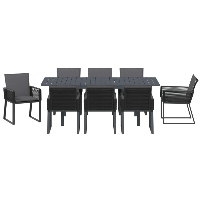 Zestaw do jadalni w ogrodzie 9 pcs Czarny polirattan