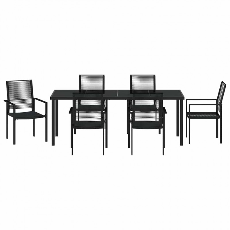 Zestaw do jadalni w ogrodzie 7 pcs Czarny