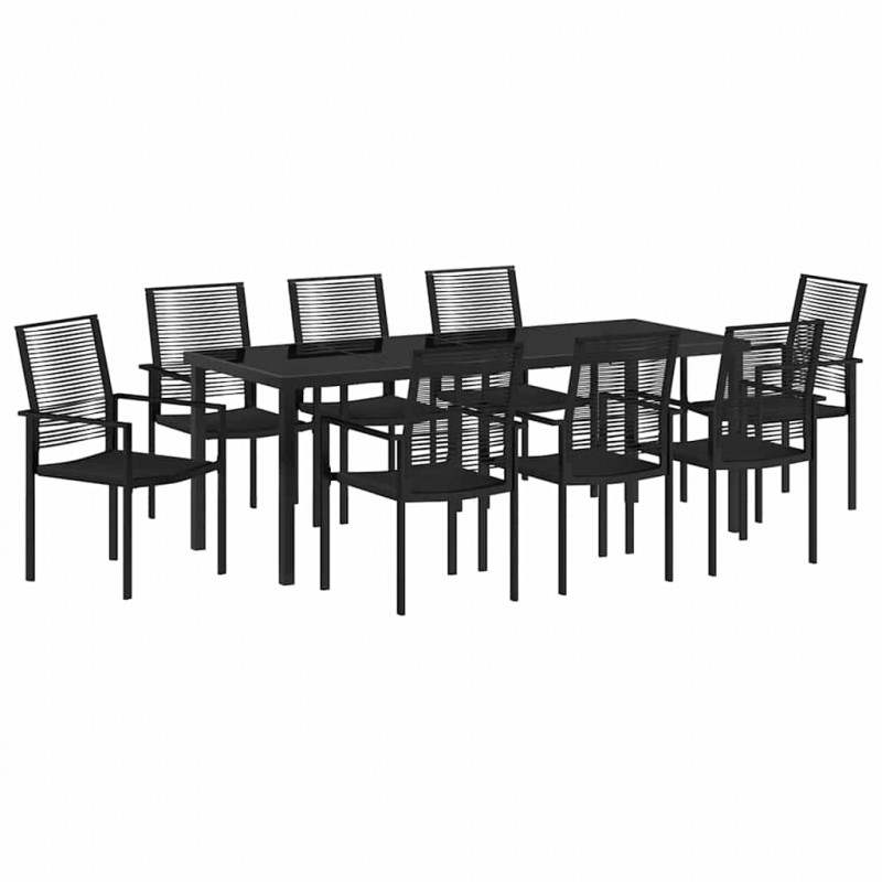 Zestaw do jadalni w ogrodzie 9 pcs Czarny