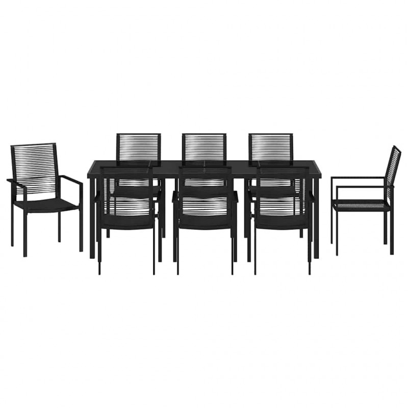 Zestaw do jadalni w ogrodzie 9 pcs Czarny