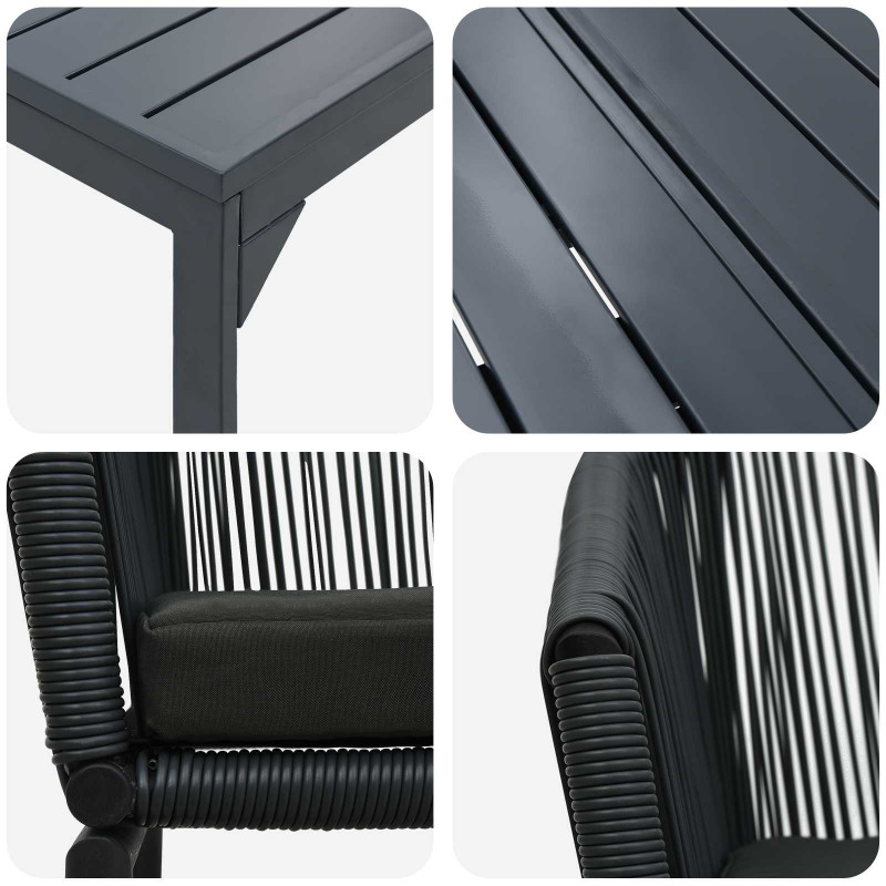 Zestaw do jadalni w ogrodzie 9 pcs Czarny polirattan