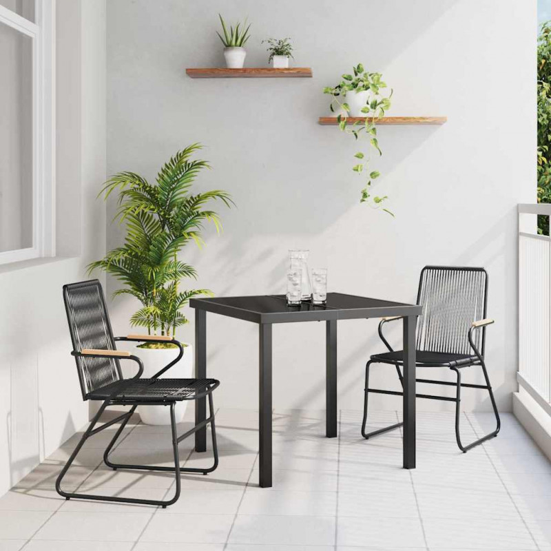 Zestaw do jadalni w ogrodzie 3 pcs Czarny