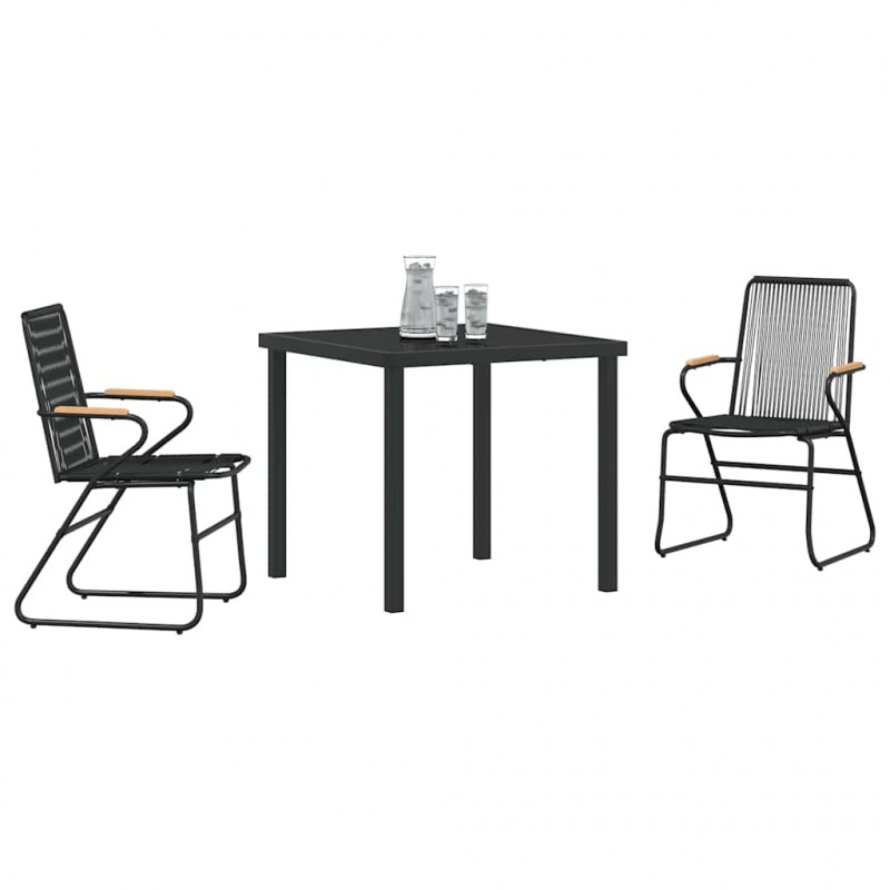Zestaw do jadalni w ogrodzie 3 pcs Czarny