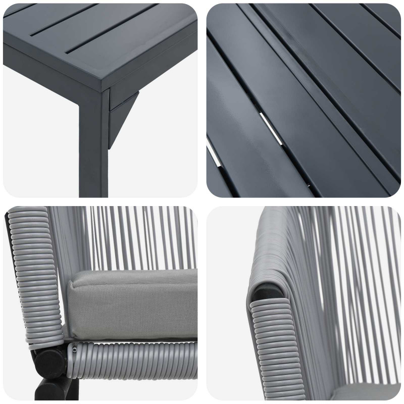 Zestaw do jadalni w ogrodzie 9 pcs Szary polirattan