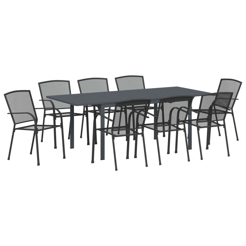 Zestaw do jadalni w ogrodzie 9 pcs Antracyt Stal