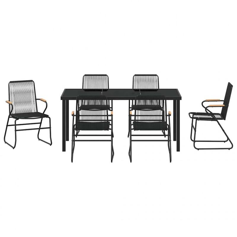 Zestaw do jadalni w ogrodzie 7 pcs Czarny