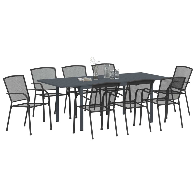 Zestaw do jadalni w ogrodzie 9 pcs Antracyt Stal