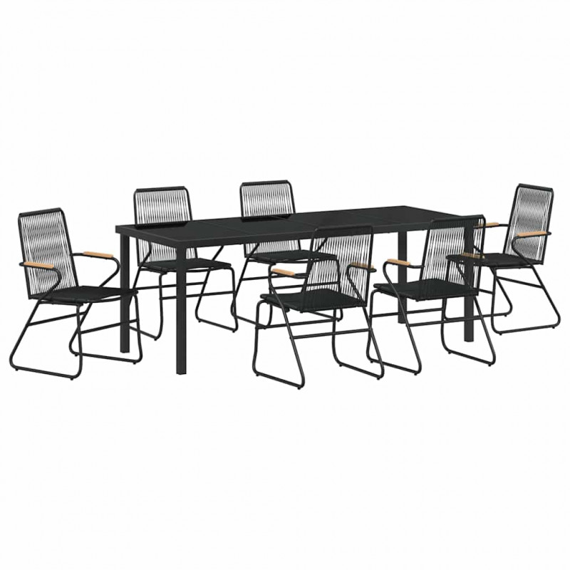 Zestaw do jadalni w ogrodzie 7 pcs Czarny