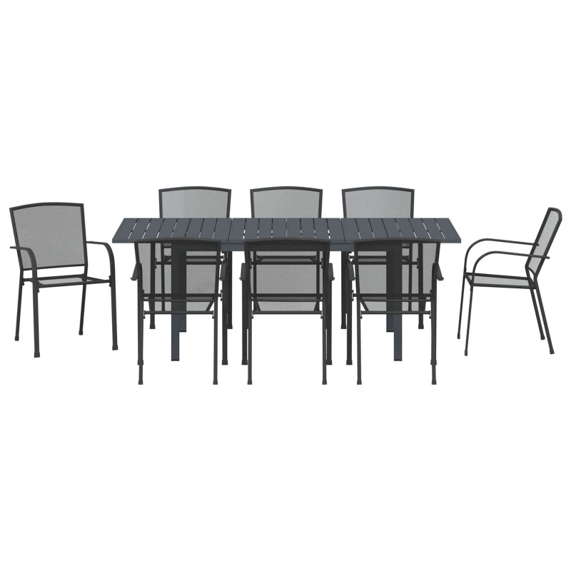 Zestaw do jadalni w ogrodzie 9 pcs Antracyt Stal