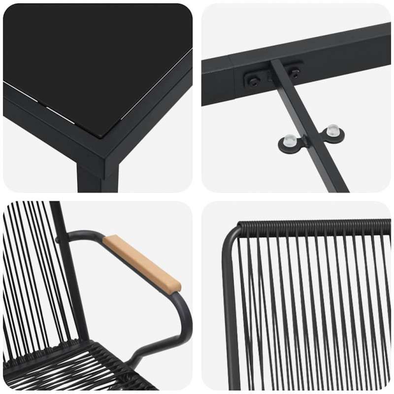 Zestaw do jadalni w ogrodzie 7 pcs Czarny