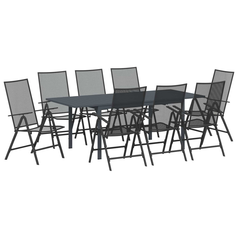 Zestaw do jadalni w ogrodzie 9 pcs Antracyt Stal