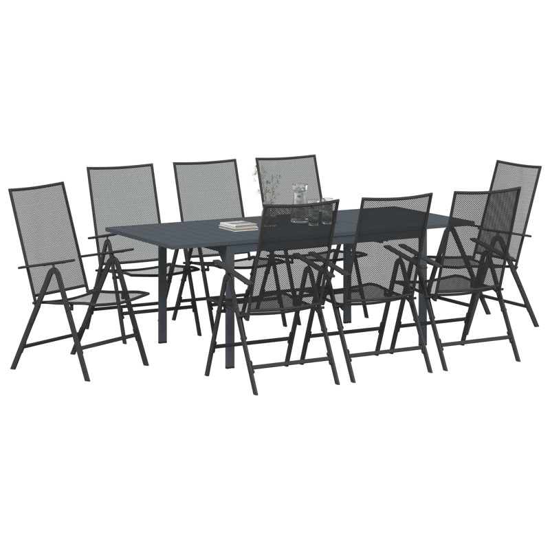 Zestaw do jadalni w ogrodzie 9 pcs Antracyt Stal
