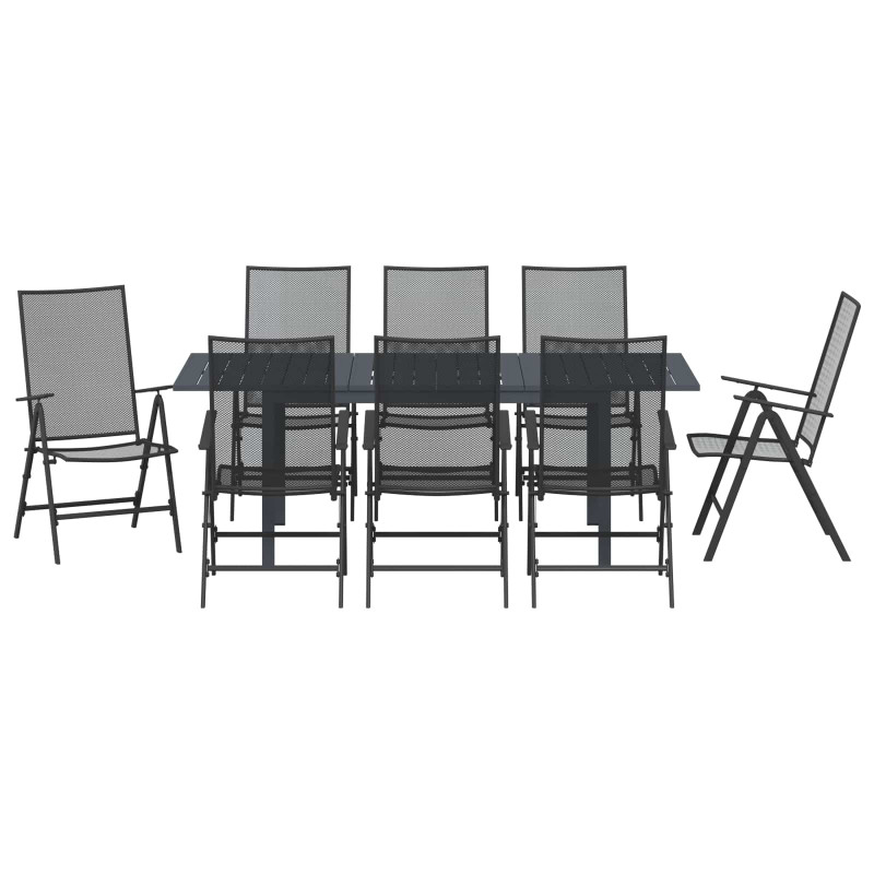 Zestaw do jadalni w ogrodzie 9 pcs Antracyt Stal