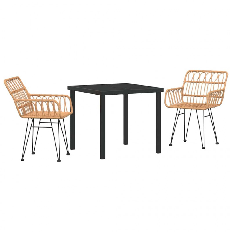 Zestaw do jadalni w ogrodzie 3 pcs Brązowy