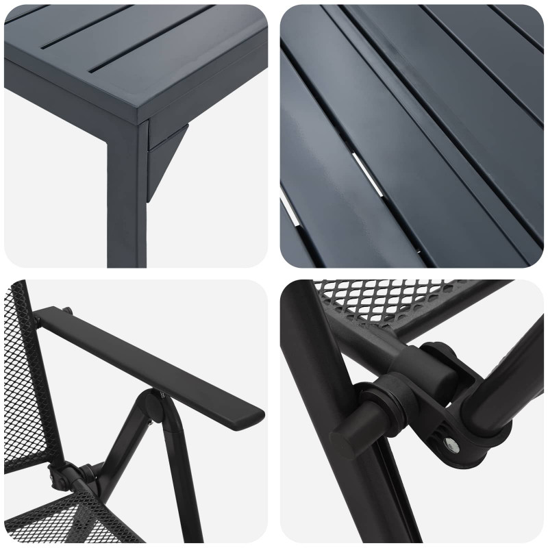 Zestaw do jadalni w ogrodzie 9 pcs Antracyt Stal