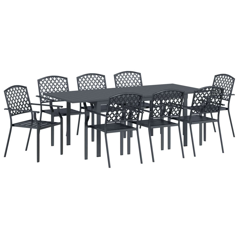 Zestaw do jadalni w ogrodzie 9 pcs Antracyt Stal