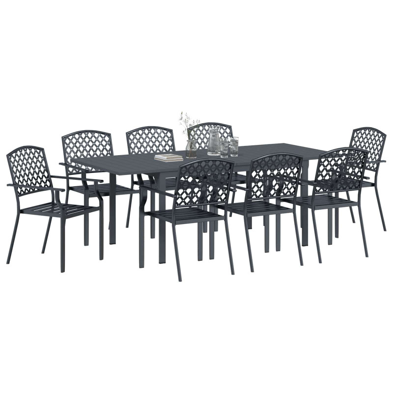 Zestaw do jadalni w ogrodzie 9 pcs Antracyt Stal