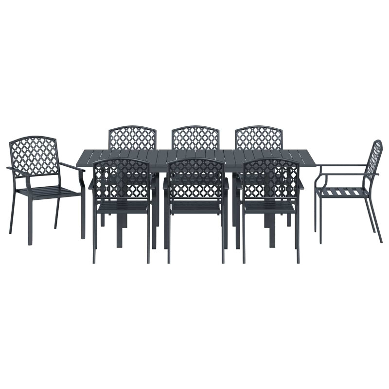 Zestaw do jadalni w ogrodzie 9 pcs Antracyt Stal