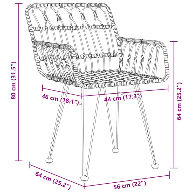 Zestaw do jadalni w ogrodzie 5 pcs Brązowy