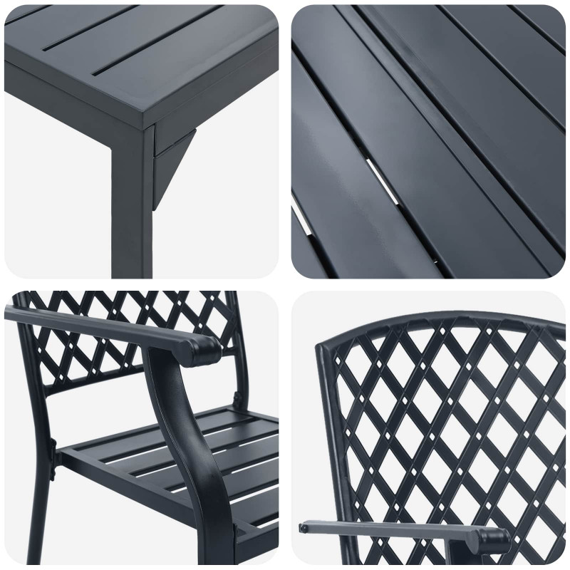 Zestaw do jadalni w ogrodzie 9 pcs Antracyt Stal