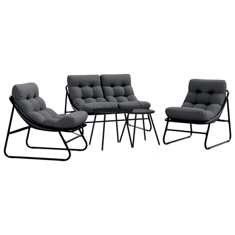Zestaw do jadalni w ogrodzie 5 pcs Czarny Stal