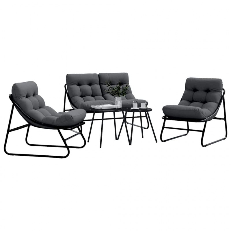 Zestaw do jadalni w ogrodzie 5 pcs Czarny Stal