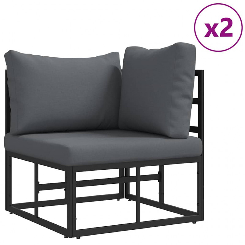 Zestaw Sof na Ogród 3 pcs Czarny Metal