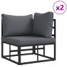 Zestaw Sof na Ogród 3 pcs Czarny Metal