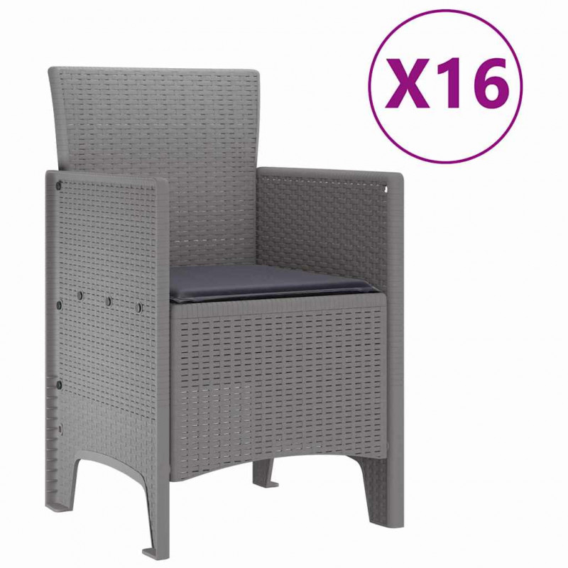 Zestaw do jadalni ogrodowej z poduszkami 17 pcs Jasnoszary PP