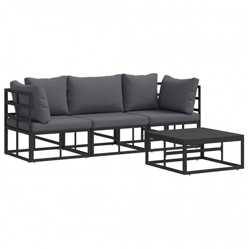 Zestaw Sof na Ogród 4 pcs Czarny Metal
