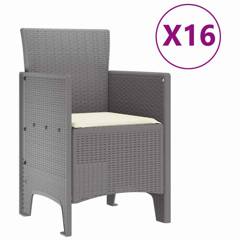 Zestaw do jadalni ogrodowej z poduszkami 17 pcs Jasnoszary PP