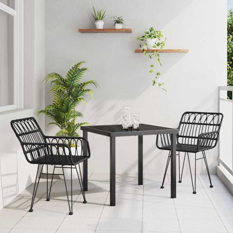 Zestaw do jadalni w ogrodzie 3 pcs Czarny