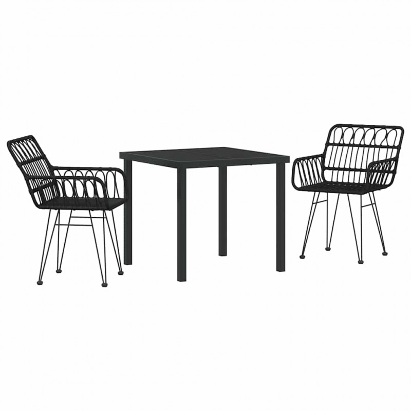 Zestaw do jadalni w ogrodzie 3 pcs Czarny