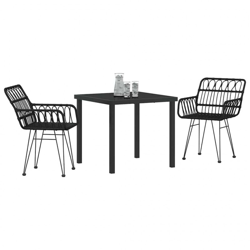 Zestaw do jadalni w ogrodzie 3 pcs Czarny