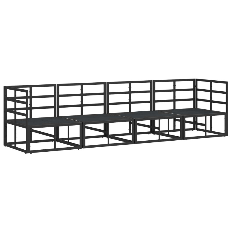 Zestaw Sof na Ogród 4 pcs Czarny Metal