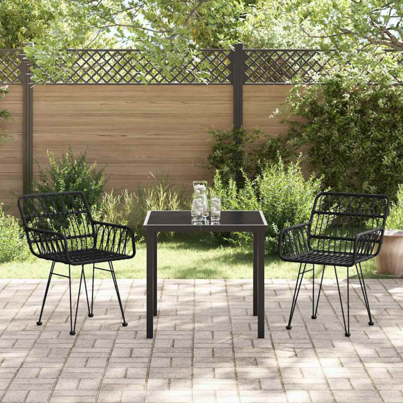 Zestaw do jadalni w ogrodzie 3 pcs Czarny