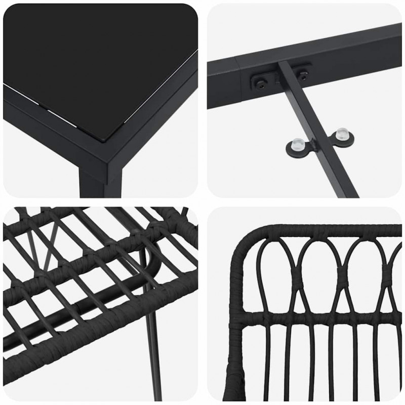Zestaw do jadalni w ogrodzie 3 pcs Czarny