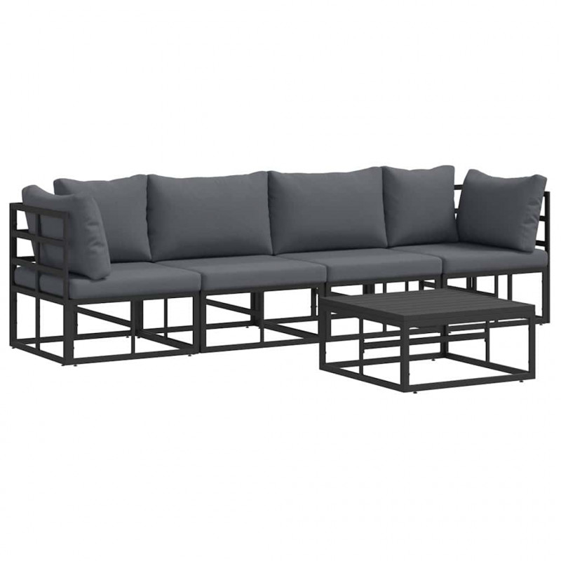 Zestaw Sof na Ogród 5 pcs Czarny Metal