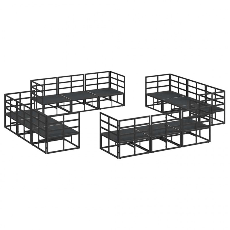 Zestaw Sof na Ogród 12 pcs Czarny Metal