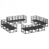 Zestaw Sof na Ogród 12 pcs Czarny Metal