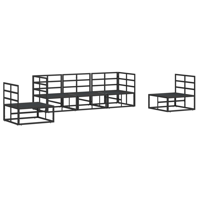 Zestaw Sof na Ogród z poduszką 5 pcs Czarny Aluminium