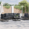 Zestaw Sof na Ogród z poduszką 6 pcs Czarny Aluminium