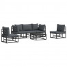 Zestaw Sof na Ogród z poduszką 6 pcs Czarny Aluminium