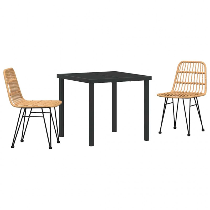 Zestaw do jadalni w ogrodzie 3 pcs Brązowy
