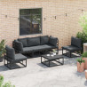 Zestaw Sof na Ogród z poduszką 6 pcs Czarny Aluminium