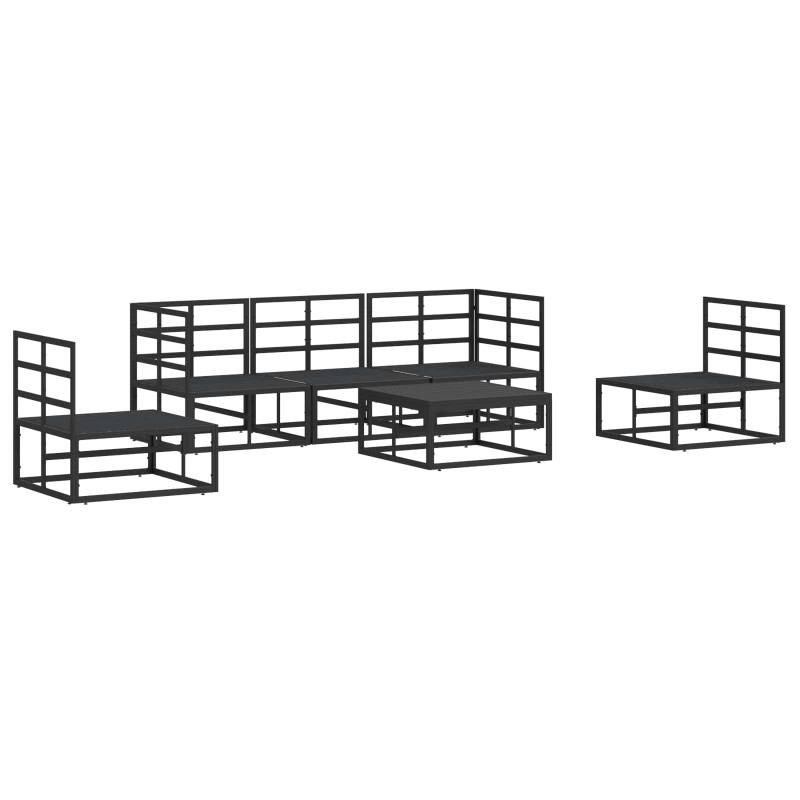 Zestaw Sof na Ogród z poduszką 6 pcs Czarny Aluminium