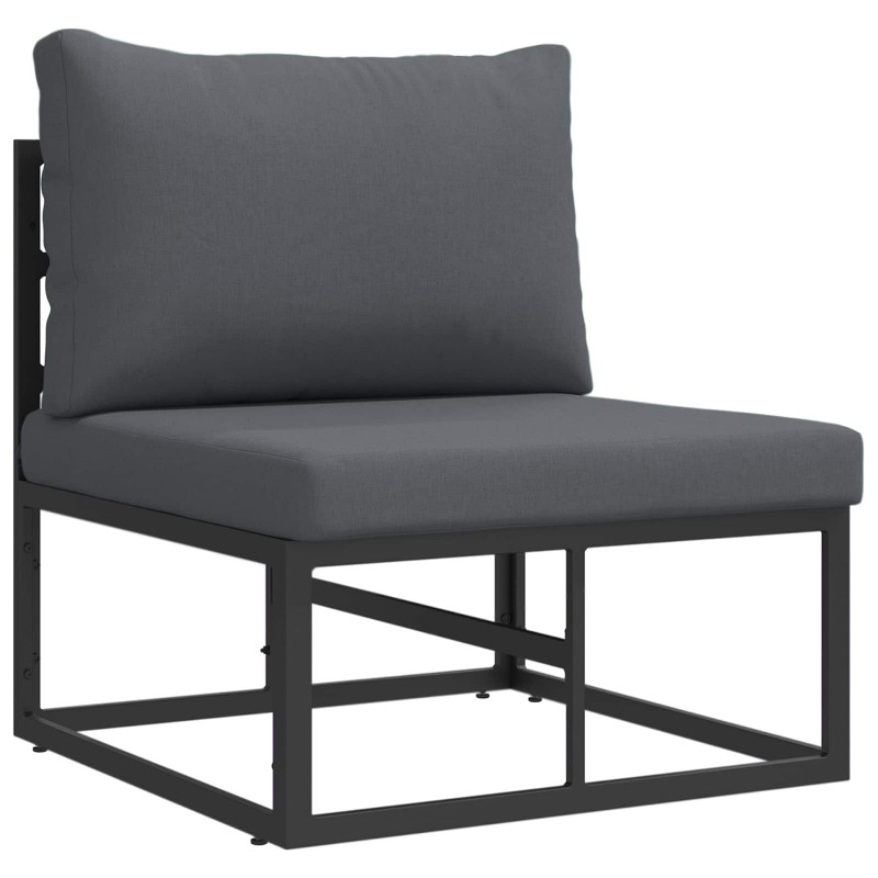 Zestaw Sof na Ogród z poduszką 6 pcs Czarny Aluminium