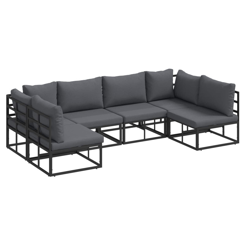 Zestaw Sof na Ogród z poduszką 6 pcs Czarny Aluminium