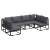 Zestaw Sof na Ogród z poduszką 6 pcs Czarny Aluminium